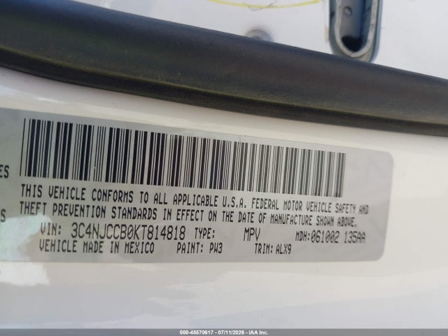 3C4NJCCB0KT814818 Jeep Compass Limited Fwd