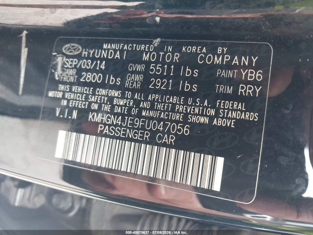 Hyundai Genesis 3.8 2015 KMHGN4JE9FU047056 Image 9