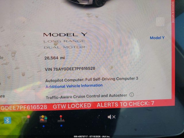 Aukcja sprzedaży 2023 Tesla Model Y, vin: 7SAYGDEE7PF616528, numer aukcji: 45570717