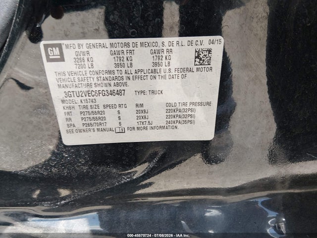 GMC Sierra 1500 Slt 2015 3GTU2VEC6FG346487 Image 9