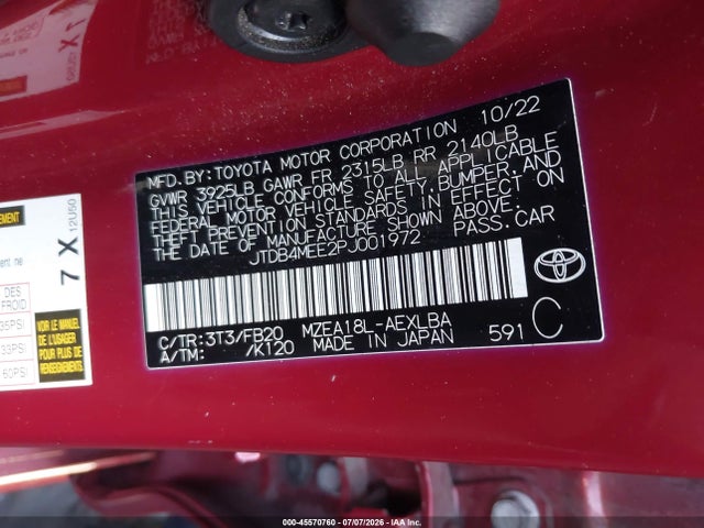 Toyota COROLLA LE 2023 JTDB4MEE2PJ001972 Image 9