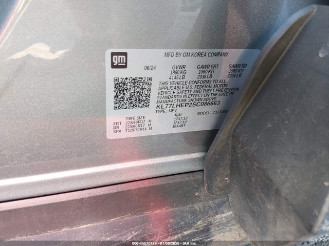 Продажа на аукционе авто 2025 Chevrolet Trax Fwd Lt, vin: KL77LHEP2SC086663, номер лота: 45570778