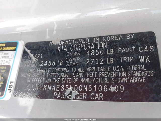 Aukcja sprzedaży 2022 Kia Stinger Gt-line, vin: KNAE35LD0N6106409, numer aukcji: 45570783