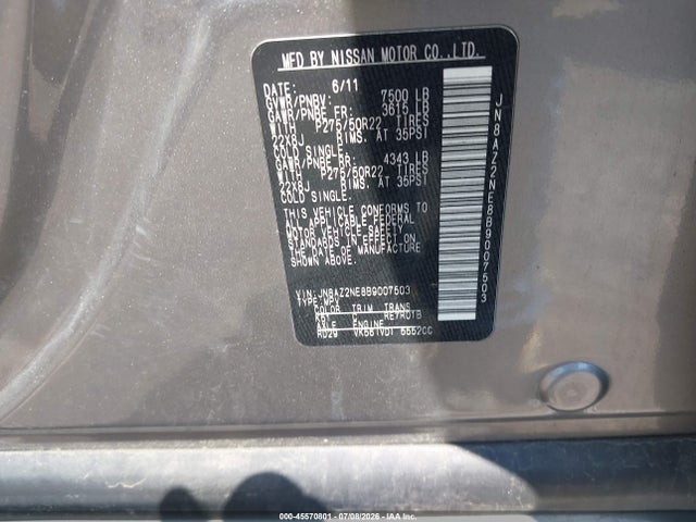 Продаж на аукціоні авто 2011 Infiniti Qx56, vin: JN8AZ2NE8B9007503, номер лоту: 45570801
