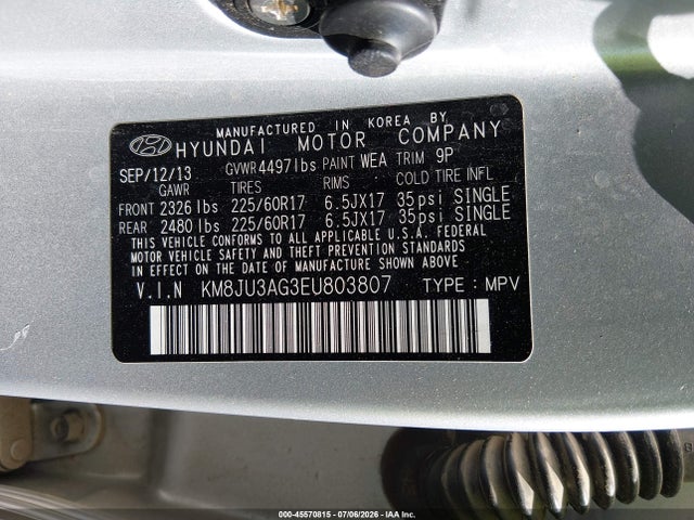 Hyundai TUCSON SE 2014 KM8JU3AG3EU803807 Image 9