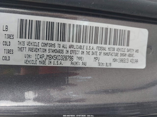 45570830 :رقم المزاد ، 1C4PJMBX5KD328796 vin ، 2019 Jeep Cherokee Trailhawk Elite 4x4 مزاد بيع