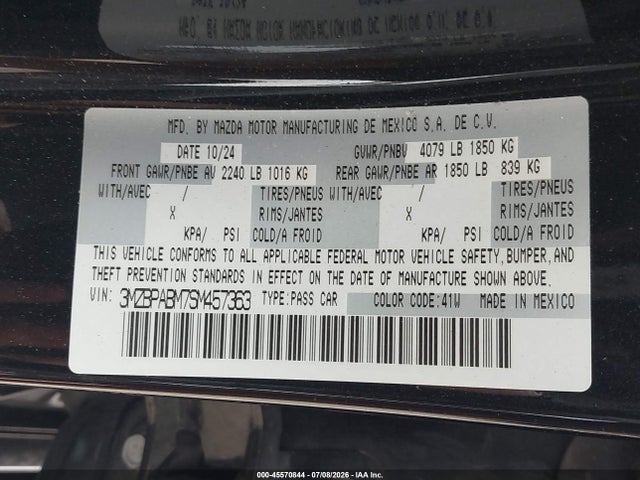 3MZBPABM7SM457363 Mazda Mazda3 2.5 S Select Sport