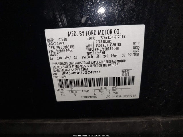 Ford Explorer 2018 1FM5K8BH1JGC45377 Image 9
