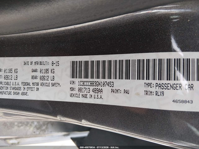 Продаж на аукціоні авто 2016 Chrysler 200 S, vin: 1C3CCCBB3GN107453, номер лоту: 45570934