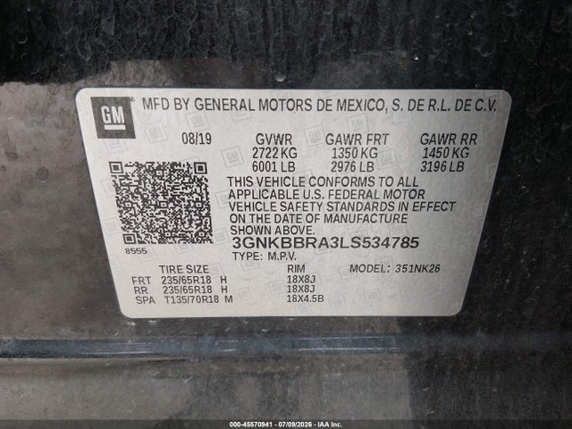 3GNKBBRA3LS534785 Chevrolet Blazer Fwd 1lt