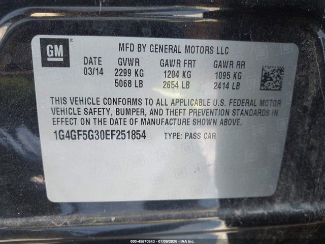 Aukcja sprzedaży 2014 Buick Lacrosse Premium Ii Group, vin: 1G4GF5G30EF251854, numer aukcji: 45570943