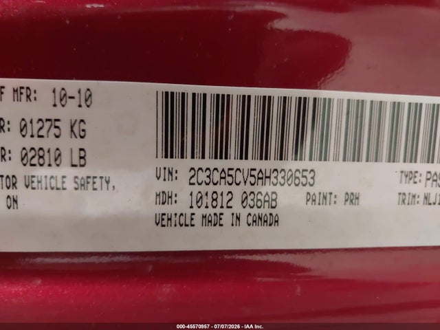45570957 :رقم المزاد ، 2C3CA5CV5AH330653 vin ، 2010 Chrysler 300 Touring/signature Series/executive Series مزاد بيع