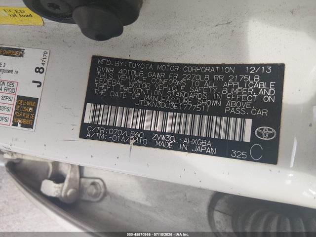 Toyota Prius Four 2014 JTDKN3DU3E1777511 Image 9