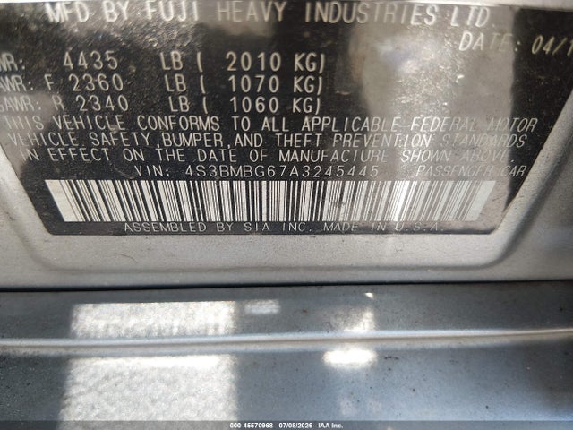 Aukcja sprzedaży 2010 Subaru Legacy 2.5i Premium, vin: 4S3BMBG67A3245445, numer aukcji: 45570968