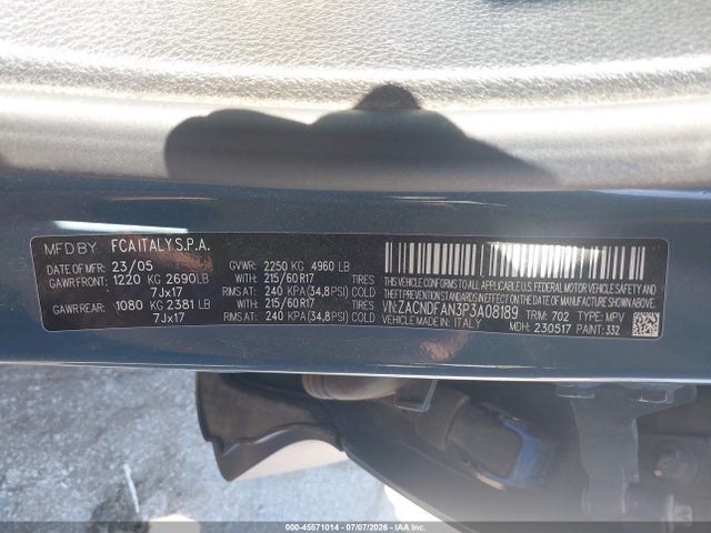 45571014 :رقم المزاد ، ZACNDFAN3P3A08189 vin ، 2023 Dodge Hornet Gt Awd مزاد بيع