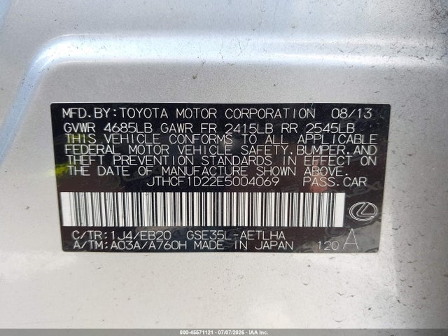 Lexus IS 250 2014 JTHCF1D22E5004069 Image 9