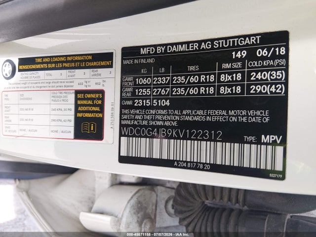 Aukcja sprzedaży 2019 Mercedes-benz Glc 300, vin: WDC0G4JB9KV122312, numer aukcji: 45571158
