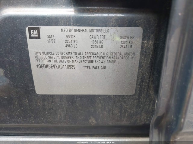 Auction sale of the 2010 Cadillac Cts Performance, vin: 1G6DK5EVXA0113939, lot number: 45571170