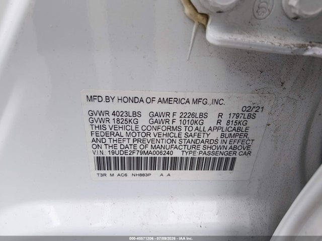 2021 Acura Ilx Premium Package/technology Package მანქანა იყიდება აუქციონზე, vin: 19UDE2F79MA006240, აუქციონის ნომერი: 45571206