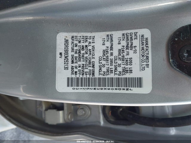 Продаж на аукціоні авто 2003 Infiniti Qx4 Luxury, vin: JNRDR09X93W252130, номер лоту: 45571212