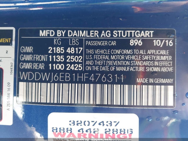 WDDWJ6EB1HF476311 Mercedes-Benz Amg C 43 4matic