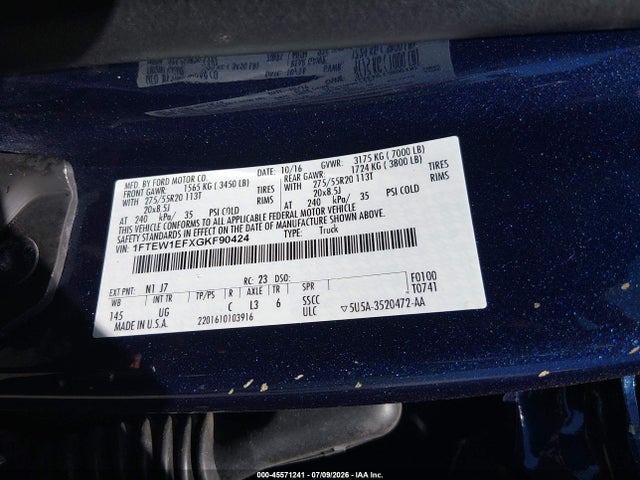 Ford F-150 Xlt 2016 1FTEW1EFXGKF90424 Image 9