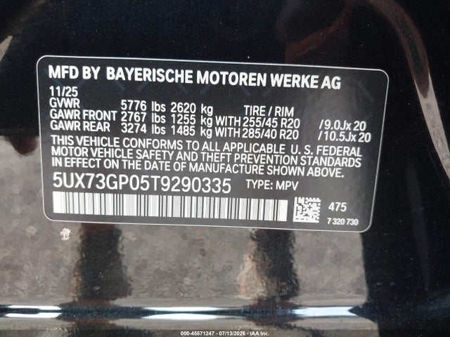 Продажа на аукционе авто 2026 Bmw X3 M50 Xdrive, vin: 5UX73GP05T9290335, номер лота: 45571247