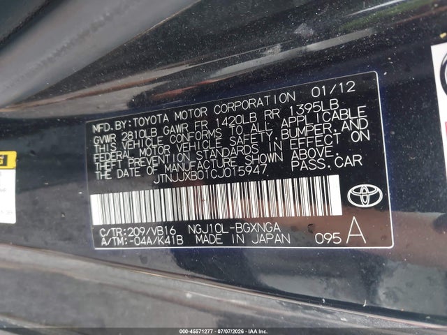 Aukcja sprzedaży 2012 Scion Iq, vin: JTNJJXB01CJ015947, numer aukcji: 45571277