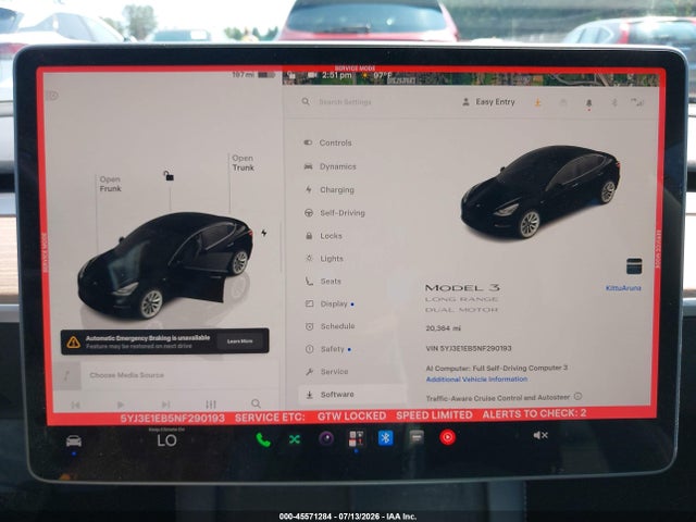 Продажа на аукционе авто 2022 Tesla Model 3 Long Range Dual Motor All-wheel Drive, vin: 5YJ3E1EB5NF290193, номер лота: 45571284