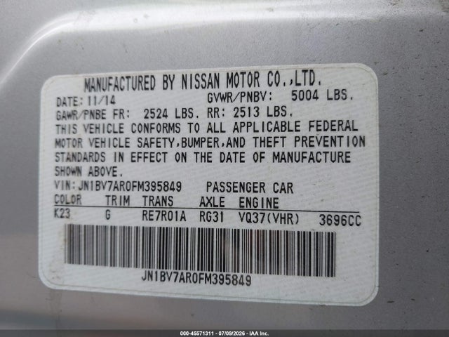 JN1BV7AR0FM395849 Infiniti Q50 SPORT