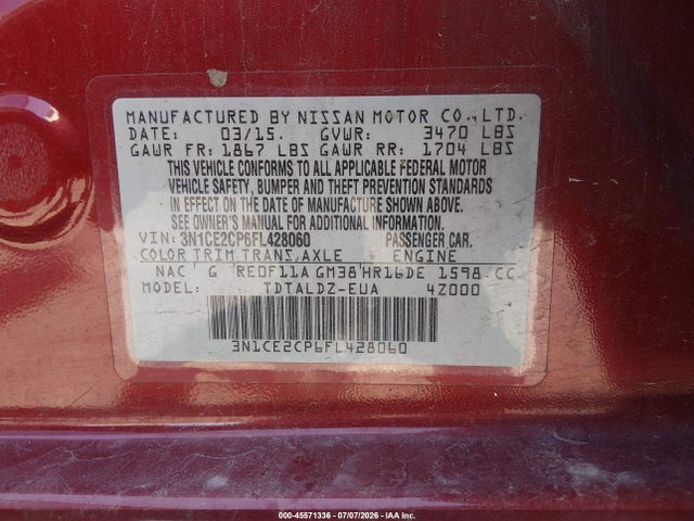 Nissan Versa Note Sv 2015 3N1CE2CP6FL428060 Image 9
