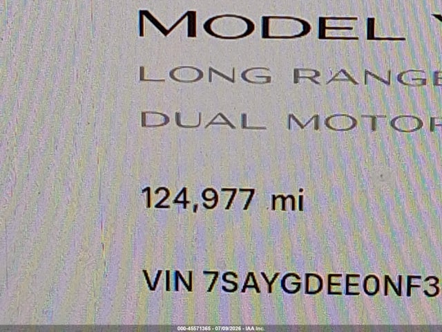 Aukcja sprzedaży 2022 Tesla Model Y Long Range Dual Motor All-wheel Drive, vin: 7SAYGDEE0NF370919, numer aukcji: 45571365