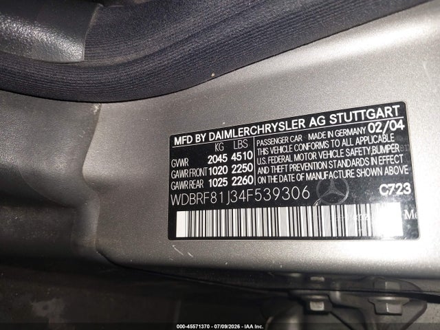 Продаж на аукціоні авто 2004 Mercedes-benz C 240 4matic, vin: WDBRF81J34F539306, номер лоту: 45571370