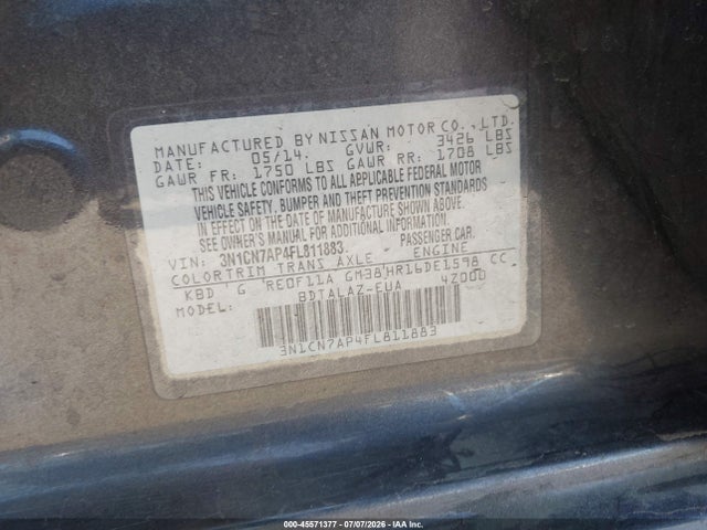 Nissan Versa 1.6 S+ 2015 3N1CN7AP4FL811883 Image 9
