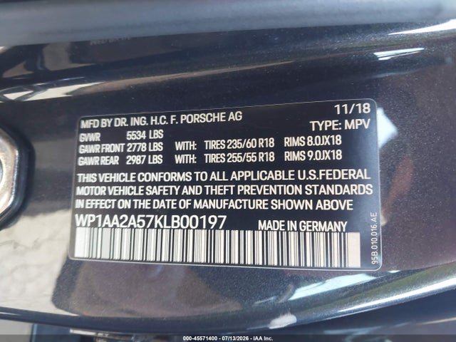 Porsche Macan 2019 WP1AA2A57KLB00197 Image 9