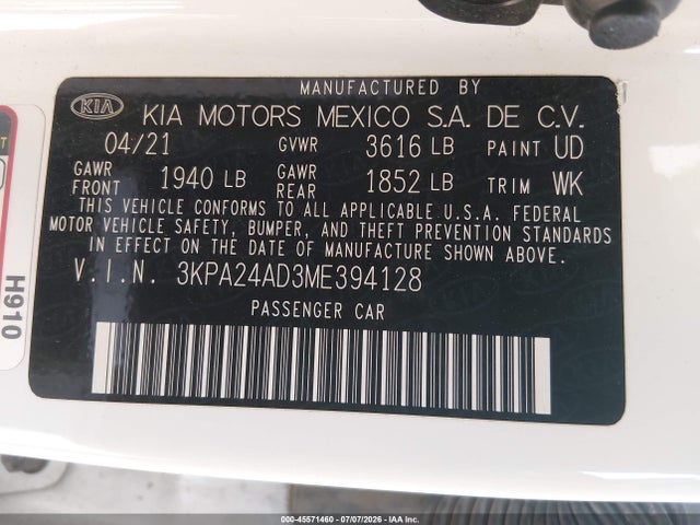 KIA RIO LX 2021 3KPA24AD3ME394128 Image 9