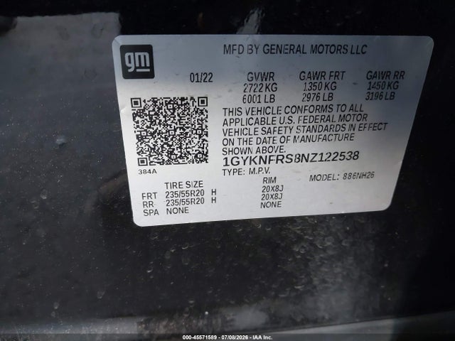 Продажа на аукционе авто 2022 Cadillac Xt5 Awd Premium Luxury, vin: 1GYKNFRS8NZ122538, номер лота: 45571589