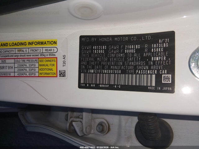 Honda CIVIC EX 2022 JHMFE1F70NX007050 Image 9