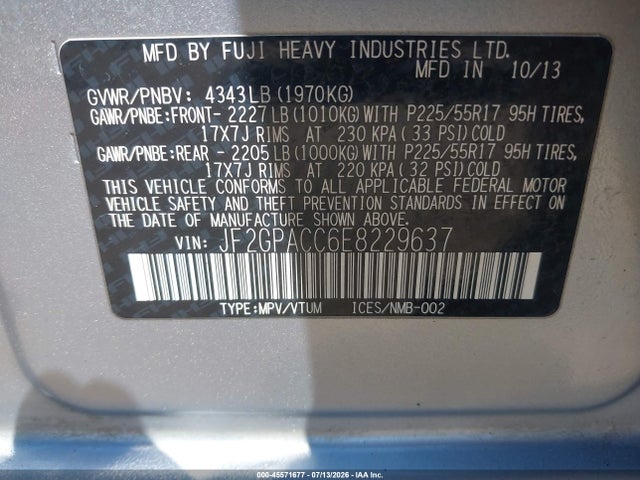 JF2GPACC6E8229637 Subaru Xv Crosstrek 2.0i Premium