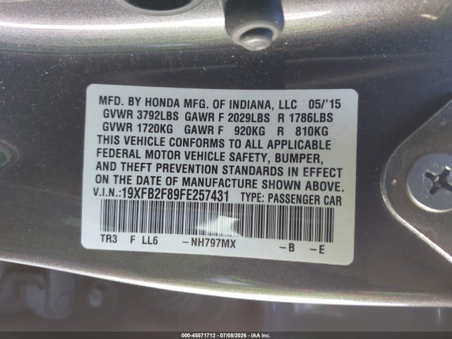 19XFB2F89FE257431 Honda CIVIC EX