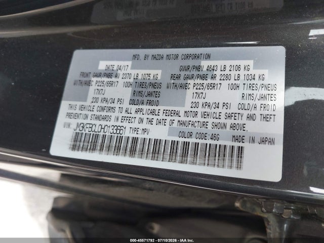 Aukcja sprzedaży 2017 Mazda Cx-5 Touring, vin: JM3KFBCL0H0133661, numer aukcji: 45571792