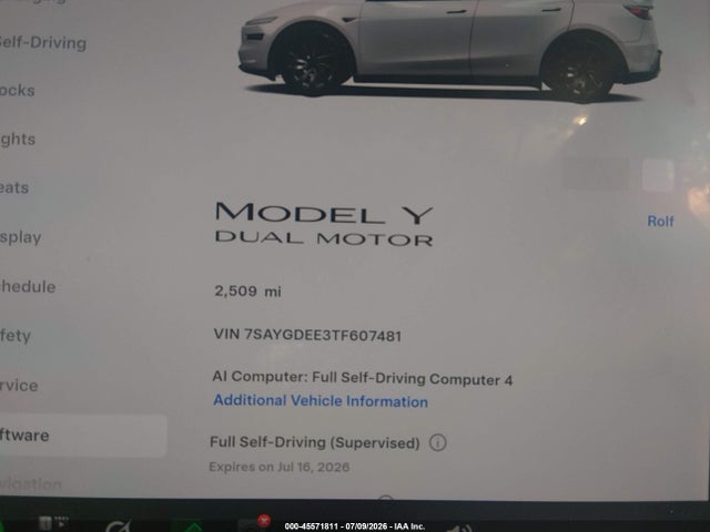 7SAYGDEE3TF607481 Tesla Model Y All-wheel Drive/long Range Launch Series/premium All-wheel Drive