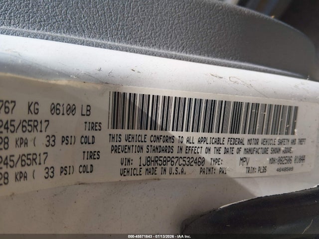 45571843 :رقم المزاد ، 1J8HR58P67C532460 vin ، 2007 Jeep Grand Cherokee Limited مزاد بيع