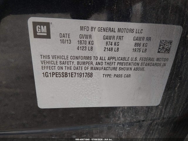 Продажа на аукционе авто 2014 Chevrolet Cruze 2lt Auto, vin: 1G1PE5SB1E7191768, номер лота: 45571845