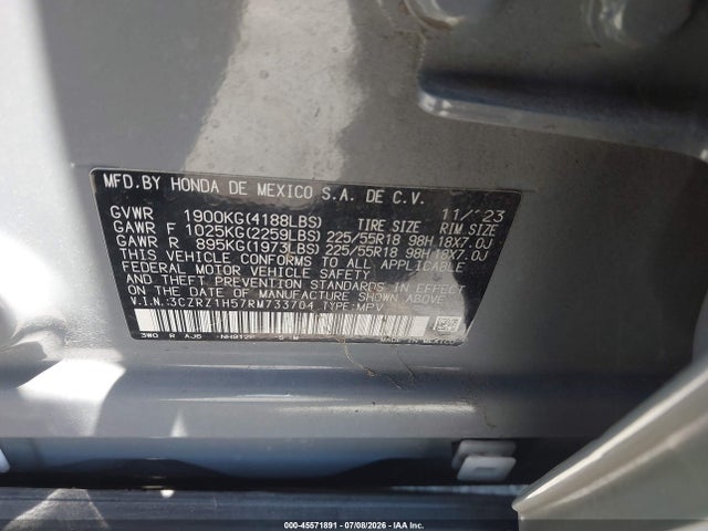 3CZRZ1H57RM733704 Honda Hr-v 2wd Sport/2wd Sport W/o Bsi