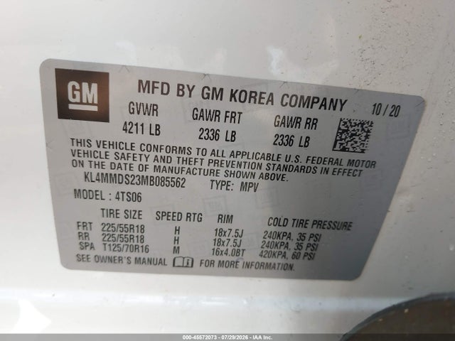Aukcja sprzedaży 2021 Buick Encore Gx Fwd Select, vin: KL4MMDS23MB085562, numer aukcji: 45572073