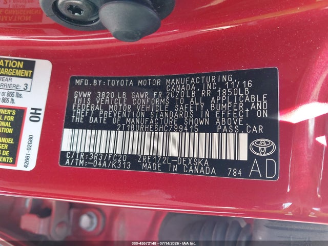 Toyota COROLLA SE 2017 2T1BURHE6HC799415 Image 9
