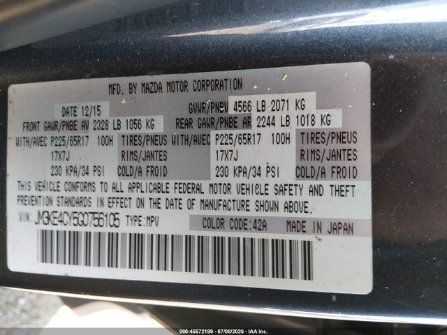 Aukcja sprzedaży 2016 Mazda Cx-5 Touring, vin: JM3KE4CY5G0756105, numer aukcji: 45572199