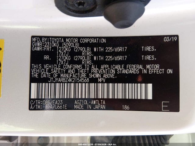 Продажа на аукционе авто 2019 Lexus Nx 300, vin: JTJYARBZ4K2154568, номер лота: 45572239