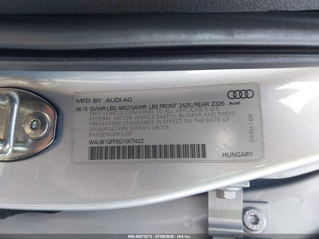 Aukcja sprzedaży 2016 Audi S3 Premium Plus, vin: WAUB1GFFXG1007422, numer aukcji: 45572273
